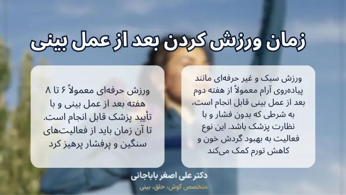 زمان ورزش کردن بعد از عمل بینی